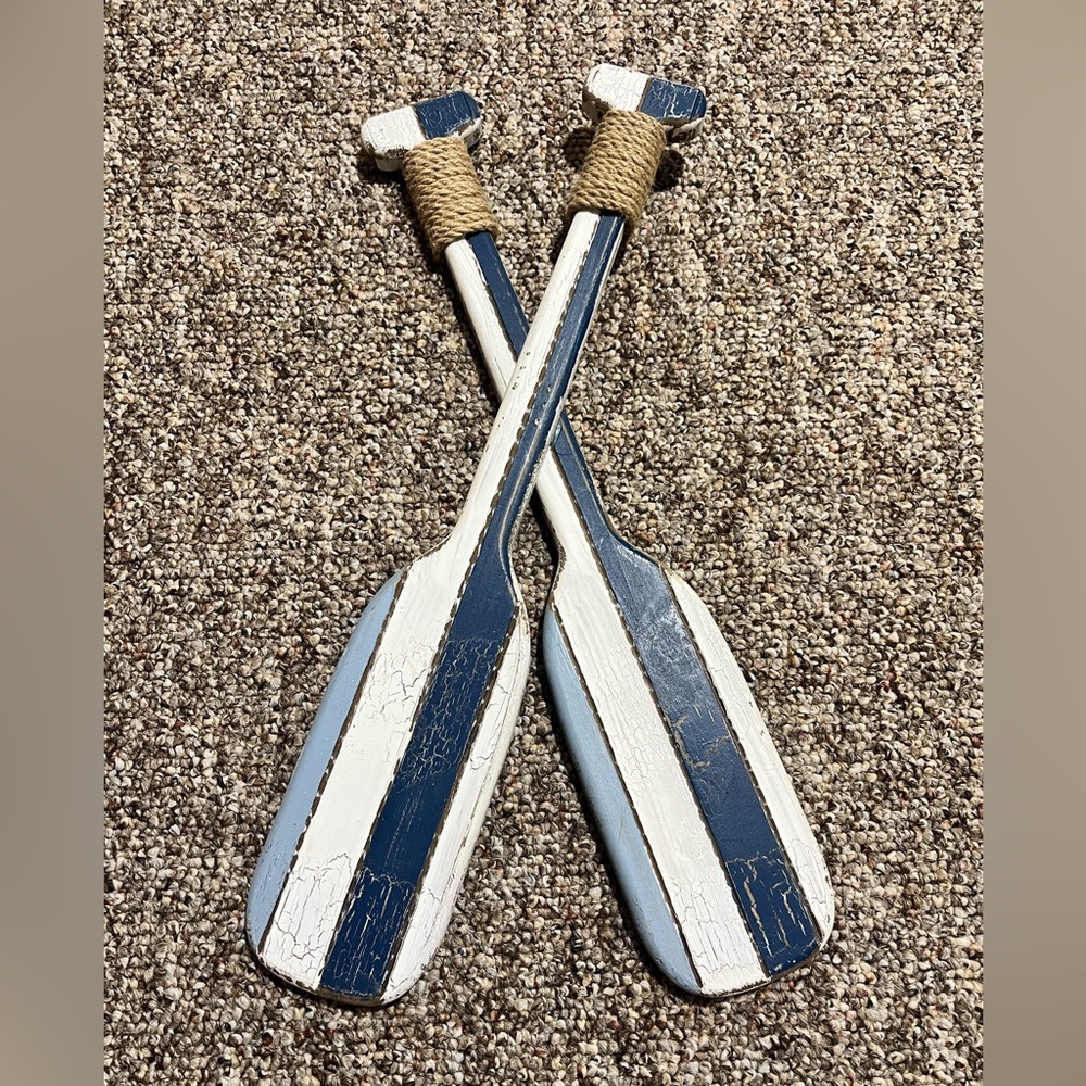 Nautical Blue and White Decorative Oars